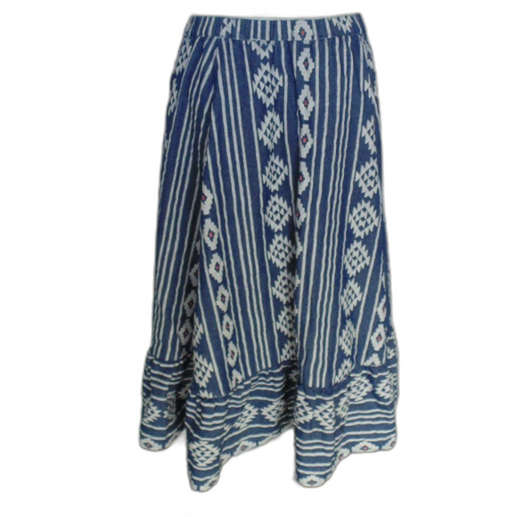 Western Skirt Set, S, 2pc, LS Ruffle shoulder top, Midi Skirt, Tribal Print - Picture 8 of 13